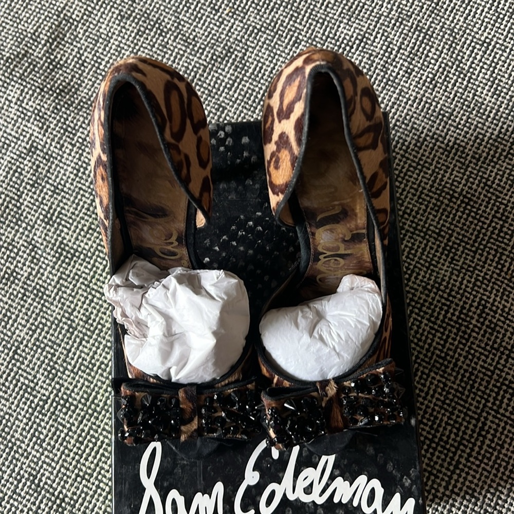 Sam Edelman Lorna D’orsay Peep Toe Animal print stiletto heel